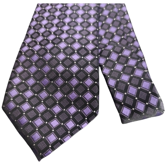 ✨ Sean Jean Two Tone Purple Checked Tie - Picture 1 of 6